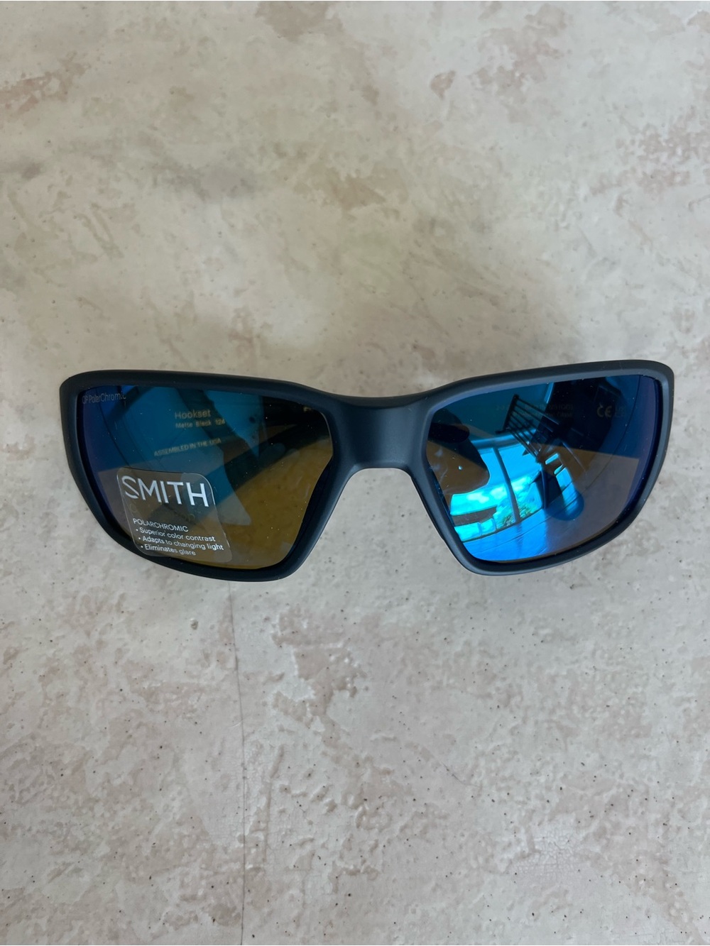 SMITH Men's Black Frame Sunglasses with Blue Mirrored Lenses